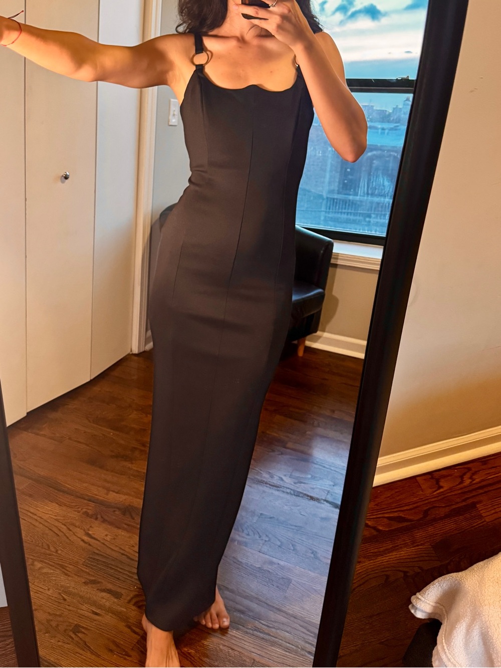 ASOS Black Maxi Dress with Ring-Detail Straps